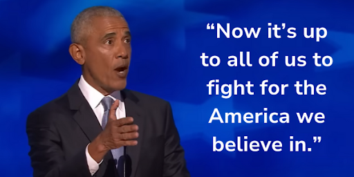 President Obama: "Now it's up to all of us to fight for the America we believe in."