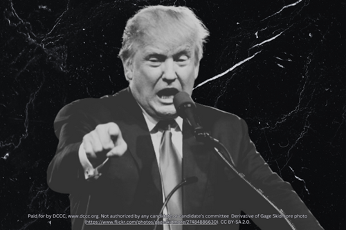 Black and white image of Donald Trump